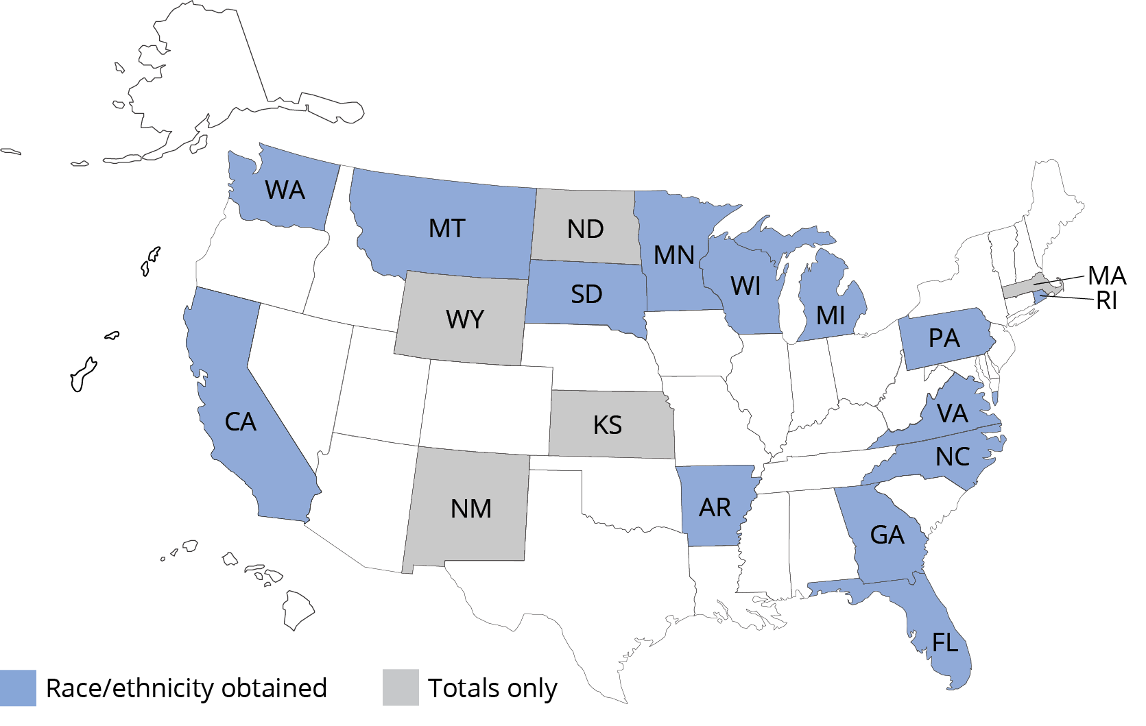 Figure 5. States That WICHE Obtained Public High School Class of 2020 Graduate Data